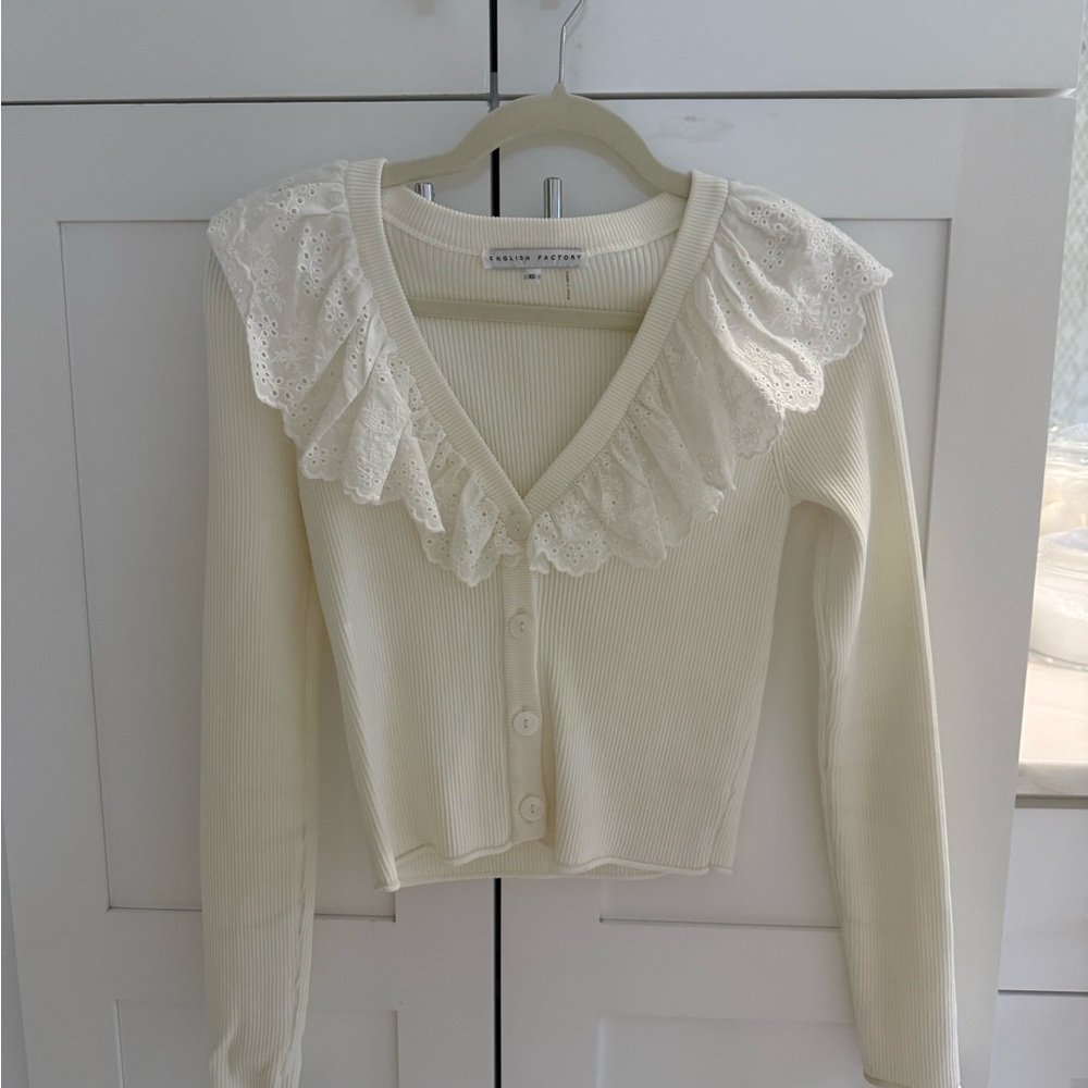 English factory Lace Trim Cardigan